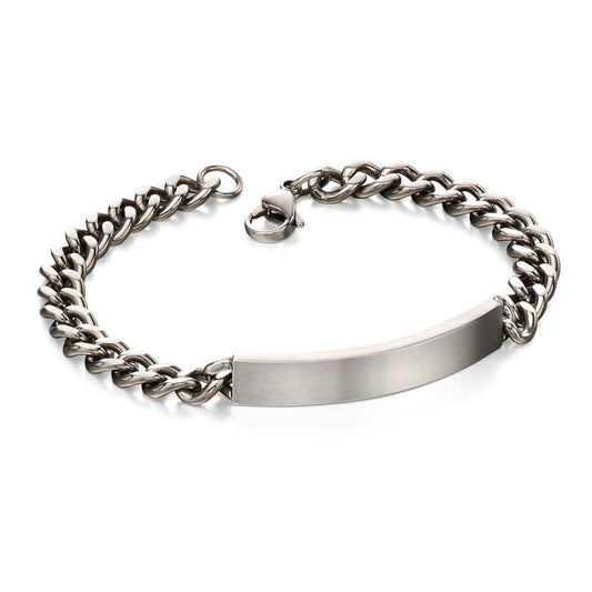 Fred Bennett Brushed Stainless Steel ID Bar Bracelet 22.5cm B4987 Free Engraving