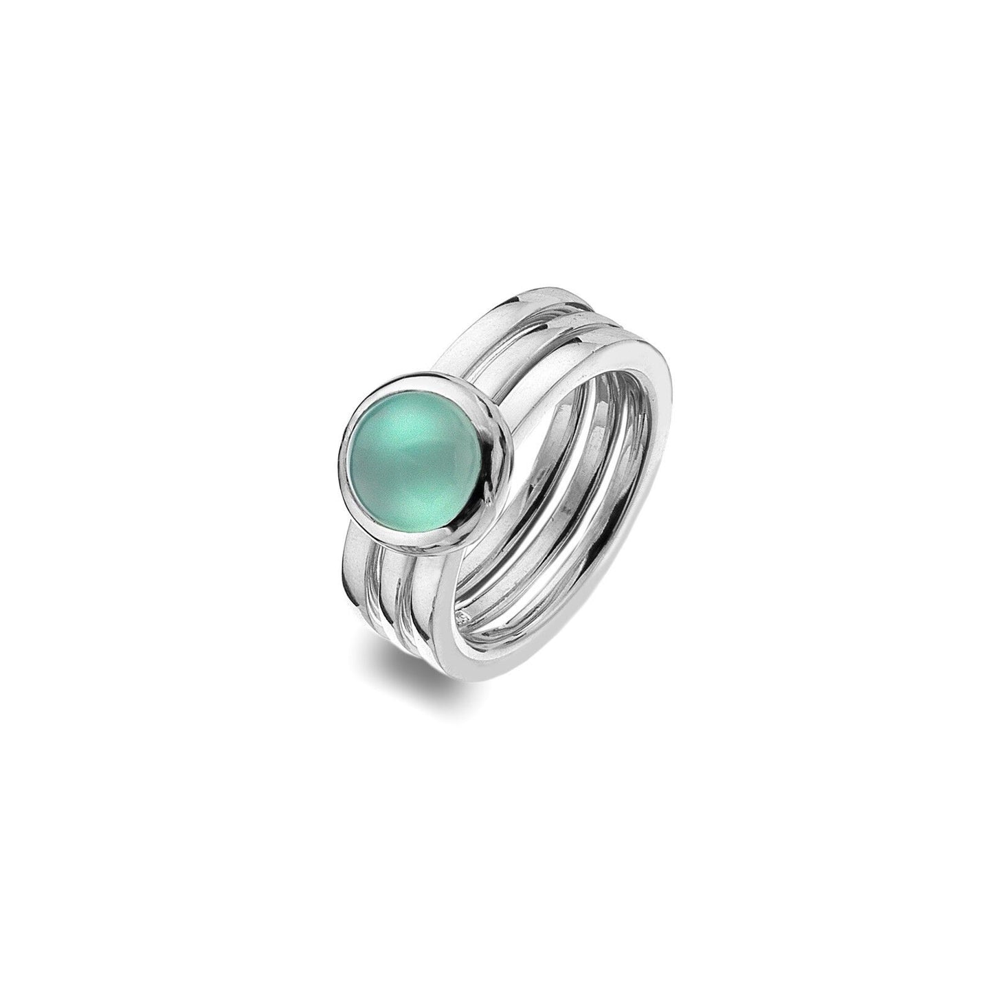 Sterling Silver Blue Chalcedony Stacking Ring Sterling 925 Stamped Size J - Q
