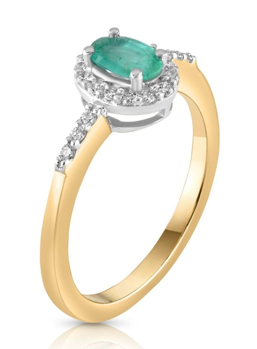 9ct Yellow Gold 0.16ct Diamond & 0.45ct Emerald Cluster Ring