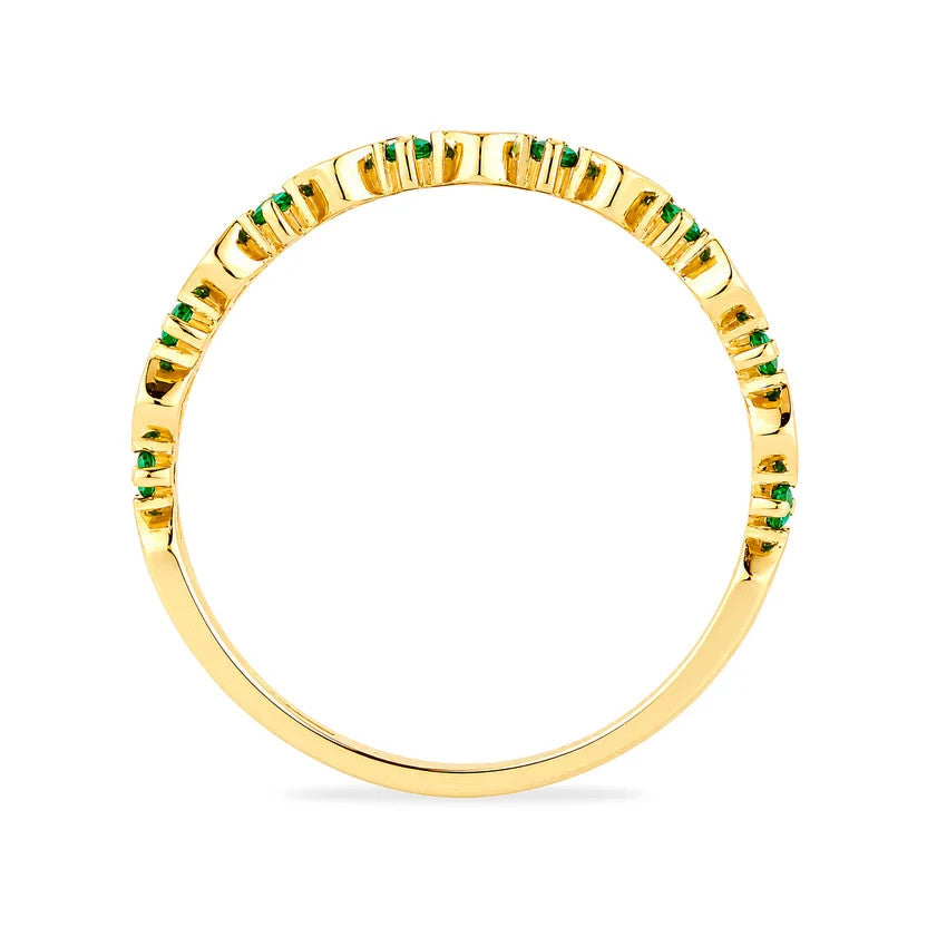 9k Yellow Gold Emerald Heart Eternity Stacking Band Ring Size KLMNOPQRS Hallmark