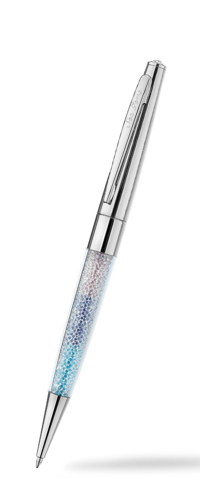 Ballpoint Pen Silver Plate Austrian Crystal Stardust Designer Luxurious Box