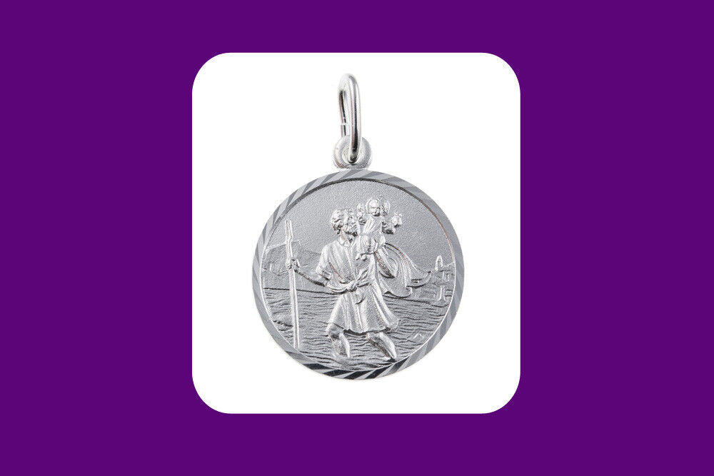 Saint Christopher Pendant Sterling Silver 925 Hallmark 23mm All Chain Lengths