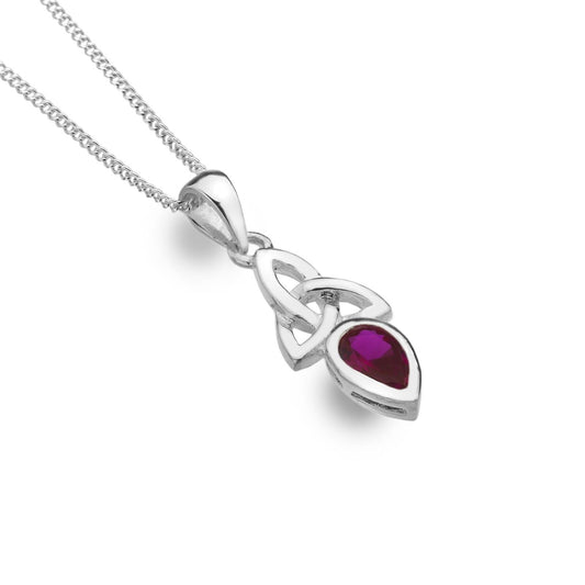 Ruby Pendant Celtic Trinity Sterling Silver 925 Hallmark All Chain Lengths