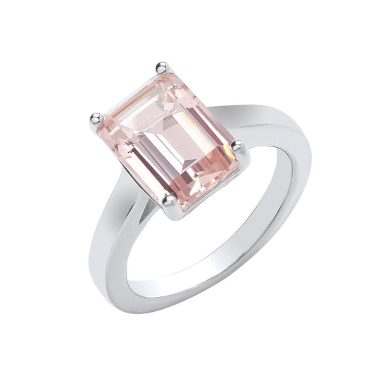 Sterling Silver Morganite Ring Sizes J-Q British Made Silver 925 Hallmark
