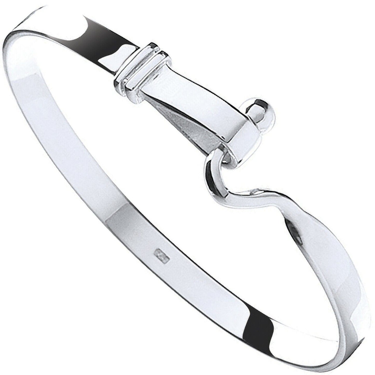 Silver Hook Baby Bangle Hallmarked British Made Boys and Girls Christening Boxed