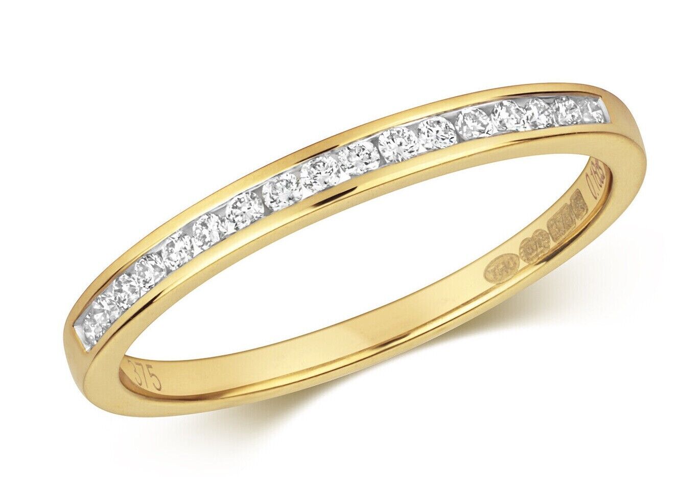 9ct Yellow Gold Real Diamond Eternity Ring 0.15ctw Anniversary Band Channel Set