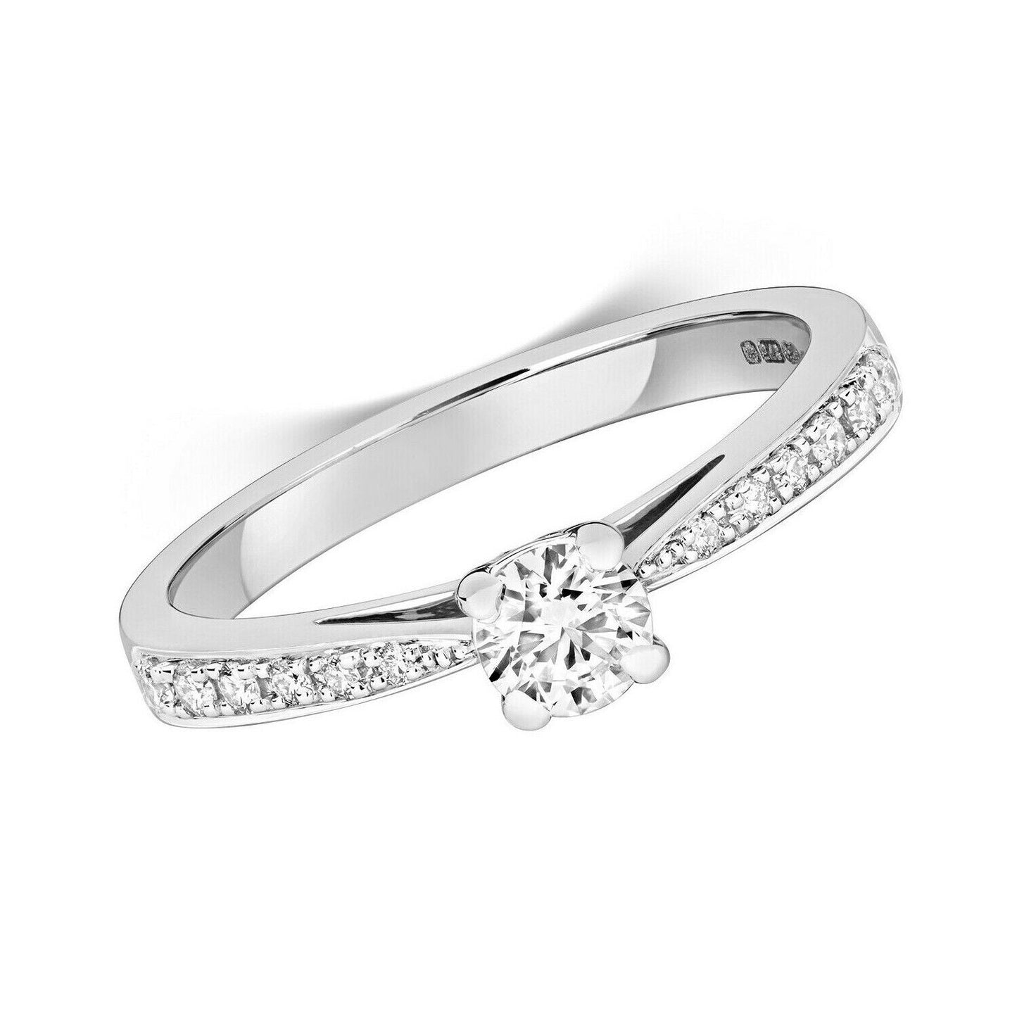 Real Diamond Solitaire Ring 9ct White Gold 0.47 Carat Weight Engagement