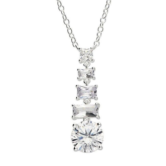 Mixed Stone CZ Necklace Gem Set on 925 Sterling Silver 925 hallmark