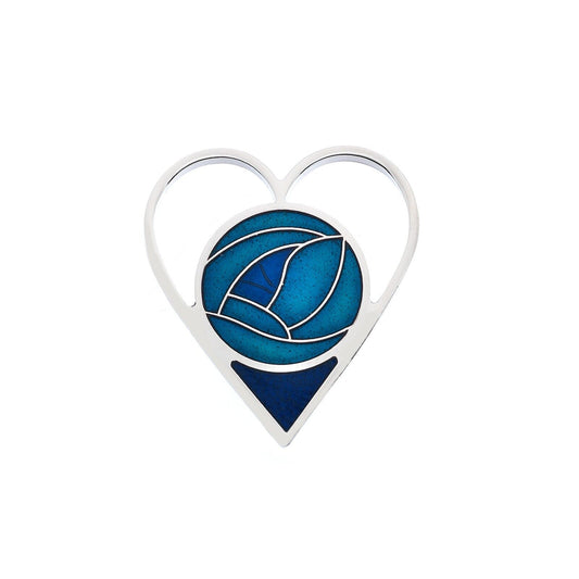 Mackintosh Turquoise Heart Brooch Silver Plated Brand New Gift Packaging