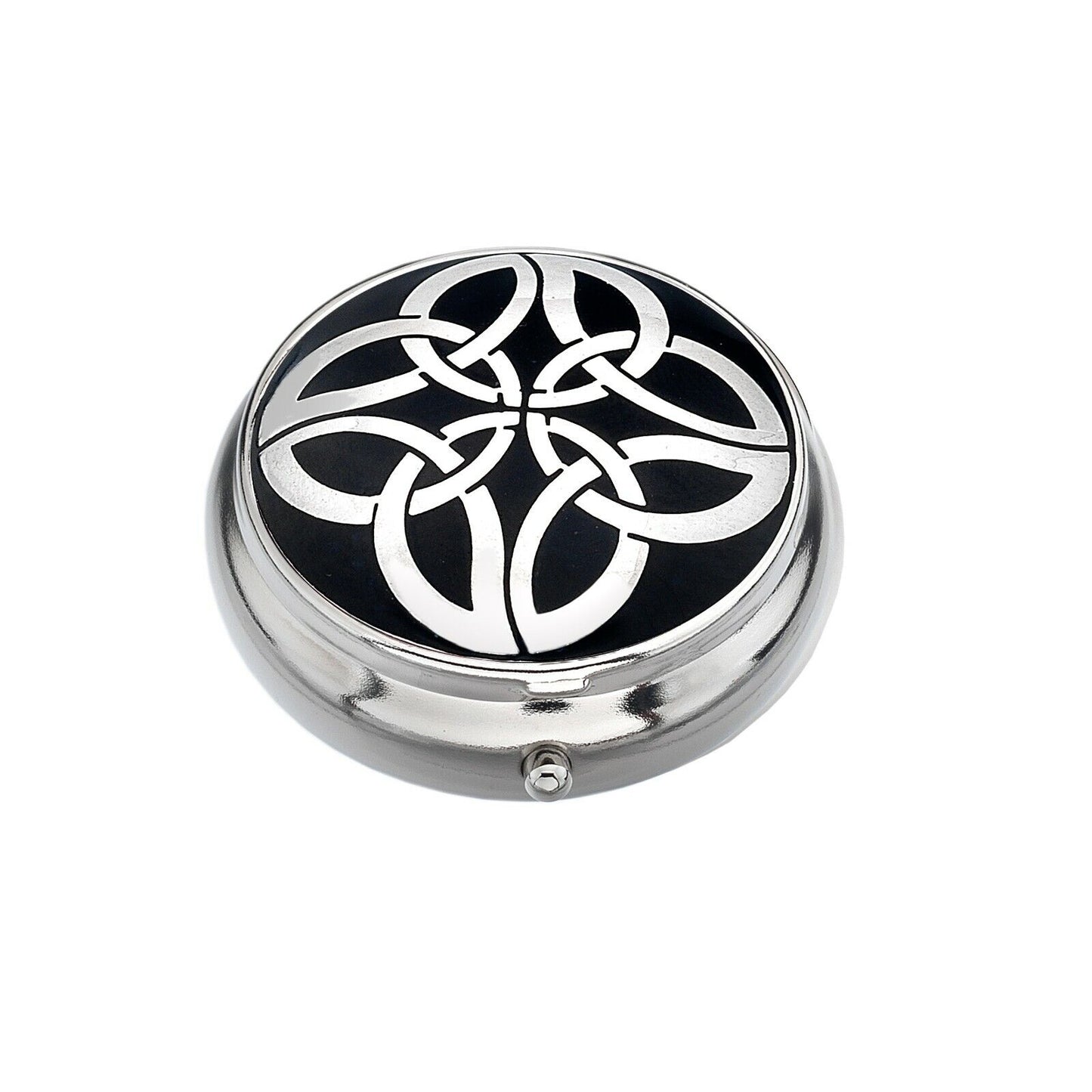 Pillbox Silver Plated Celtic Knot Circles Blue Brand New and Boxed