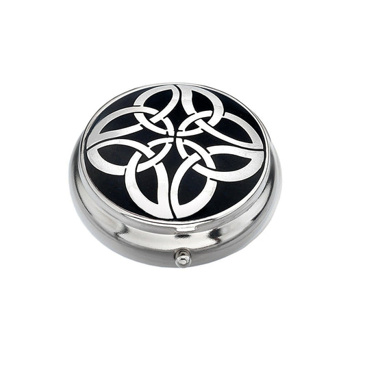 Pillbox Silver Plated Celtic Knot Circles Blue Brand New and Boxed