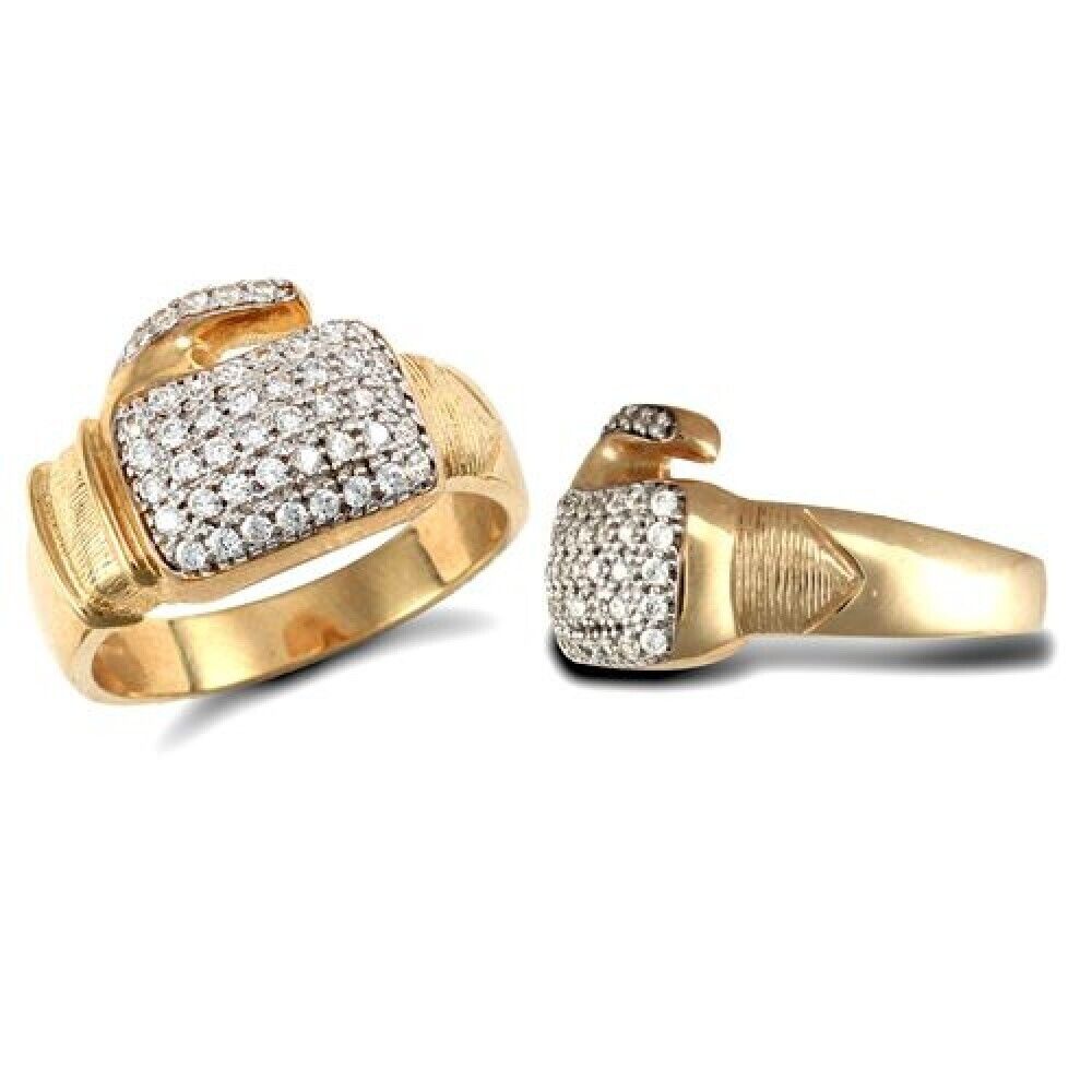 Gents Boxing Glove Ring Solid 9K Yellow Gold Gemstones Hallmarked British Made