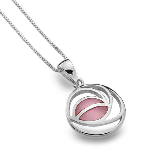 Mackintosh Rose Pendant Solid Silver Pink Mother of Pearl All Chain Lengths
