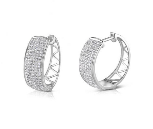 18ct White Gold 0.55ct Diamond Hoop Earrings 19mm Diameter