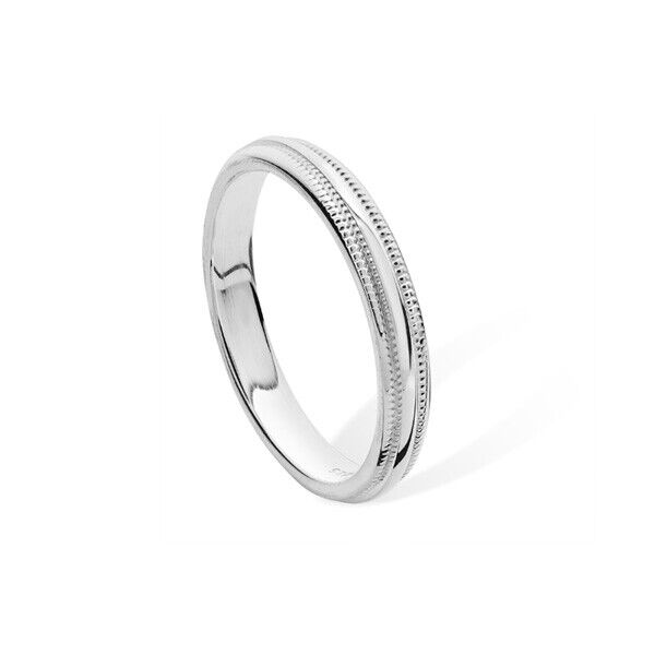 Edged Design Wedding Ring Sterling Silver Rhodium Plated 925 hallmark Sizes J-R