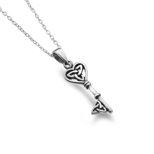Celtic Heart Key Pendant Sterling Silver 925 Hallmark All Chain Lengths