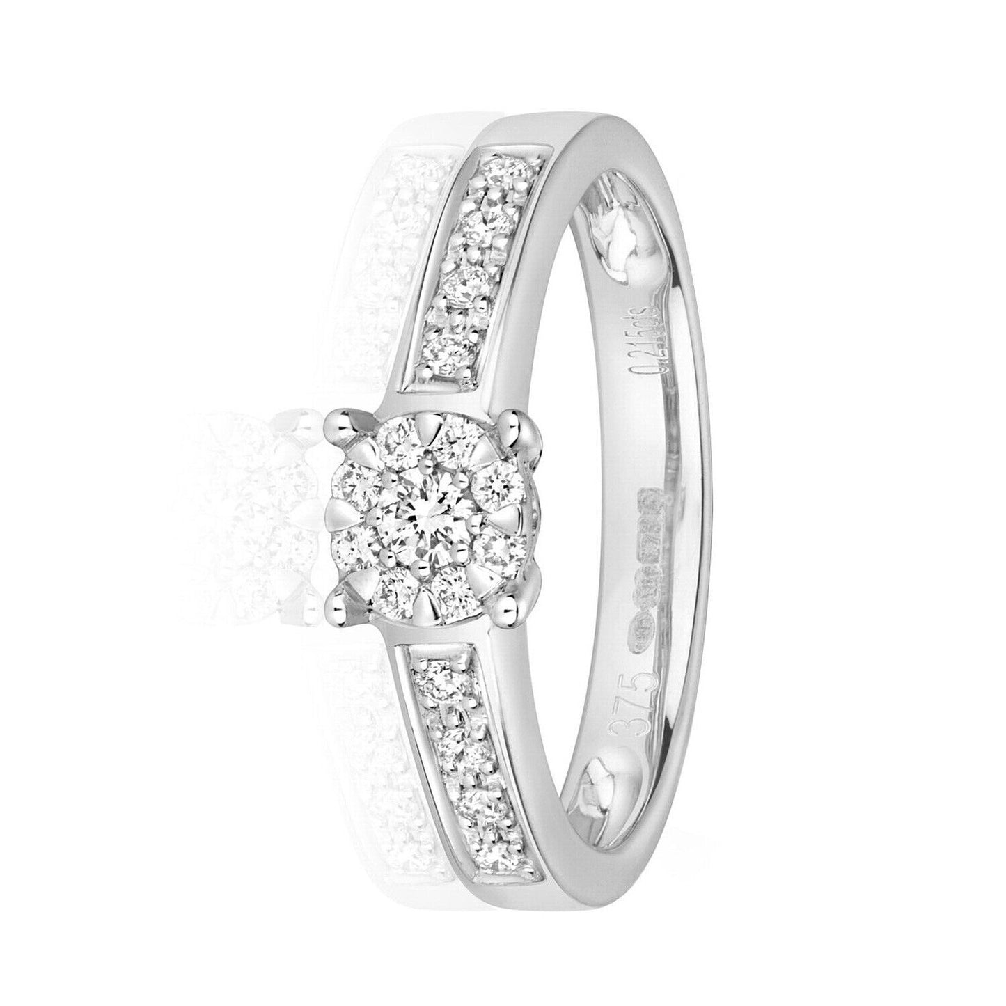Real Diamond Engagement Ring 9ct White Gold Brilliant Set 0.21ct Size J-Q