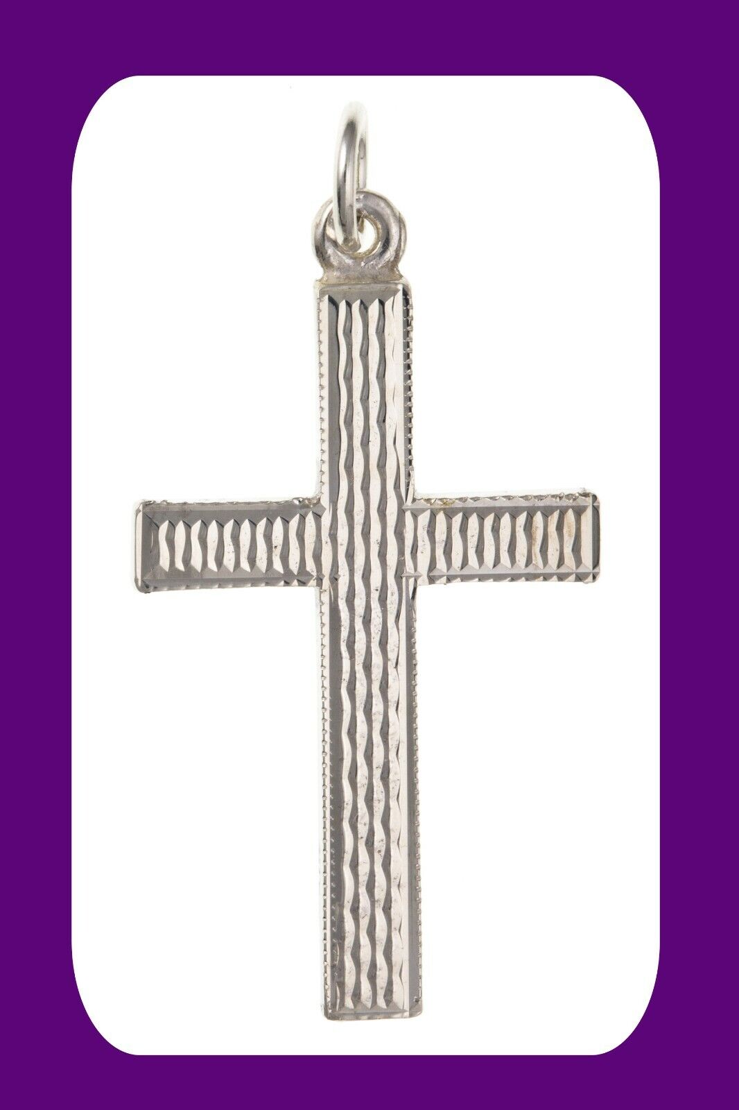 Sterling Silver |Engine Turned Cross Pendant 925 Hallmark 29 x 20mm