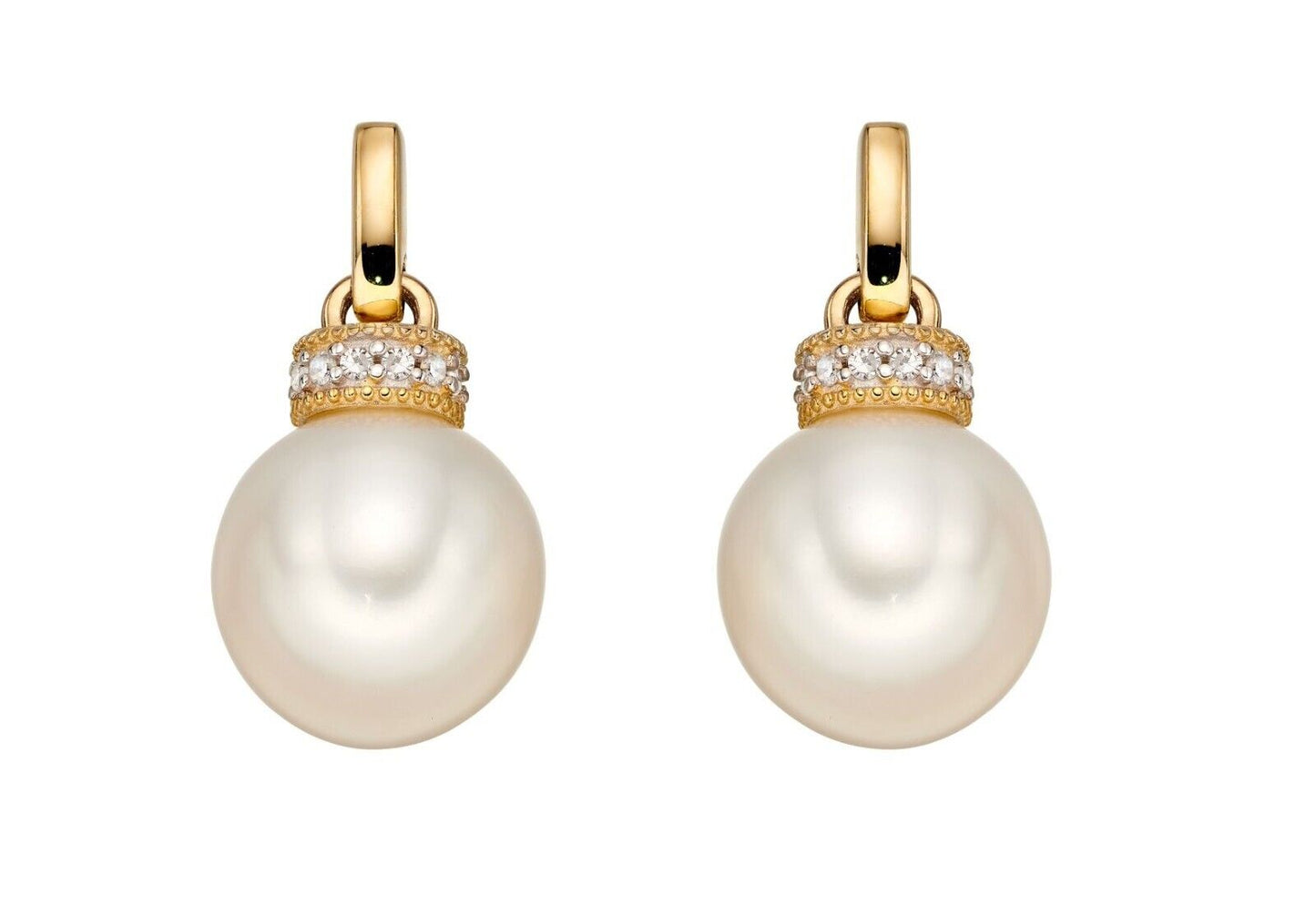 Freshwater Pearl & Diamond Pendant & Earrings In Yellow Gold 16 18 or 20" Chain