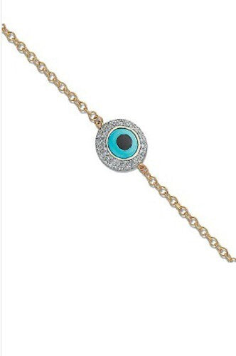 18ct Yellow Gold 0.30ct Evil Eye Diamond Bracelet Made in London