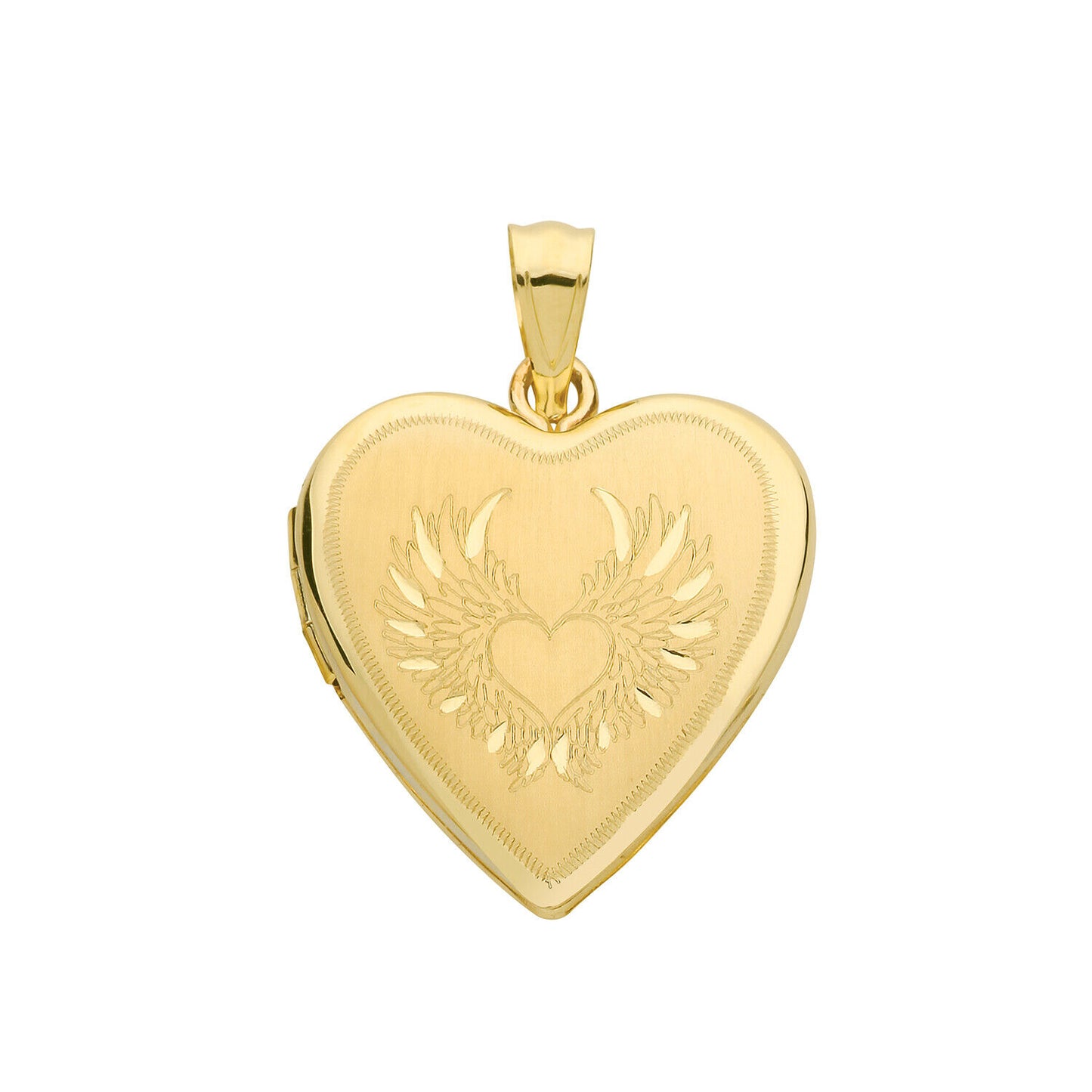 Angel Wings Heart Locket Solid 9 Carat Yellow Gold Hallmarked British Made