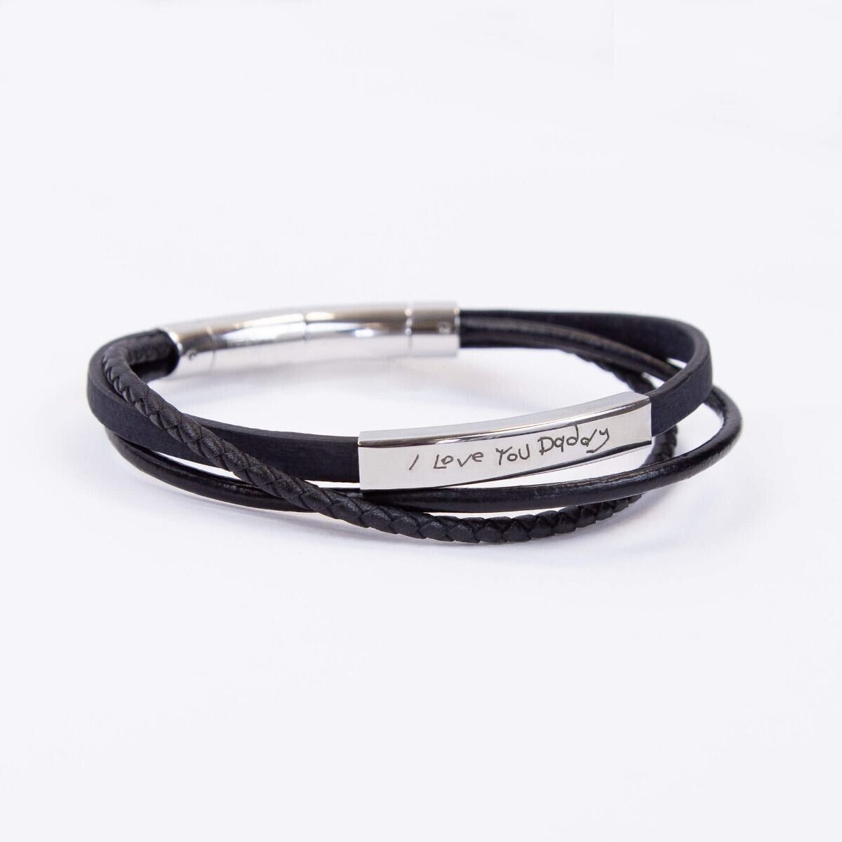 Fred Bennett Blue Multi Cork and Leather Bracelet ID Bar 22.5cm Free Engraving