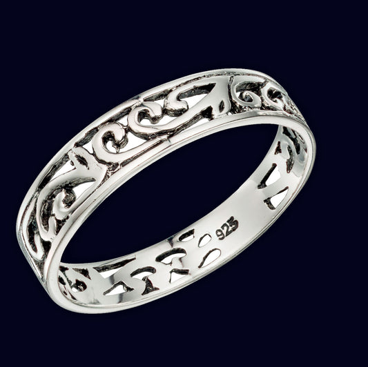 Sterling Silver Filigree Ring Band 925 Hallmark Wedding