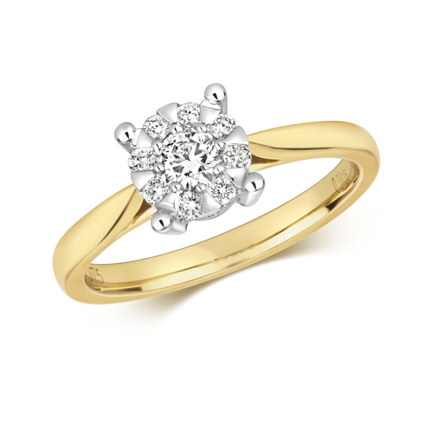 Real Diamond Engagement Ring 9ct Yellow Gold Brilliant Set Solitaire 0.30ct