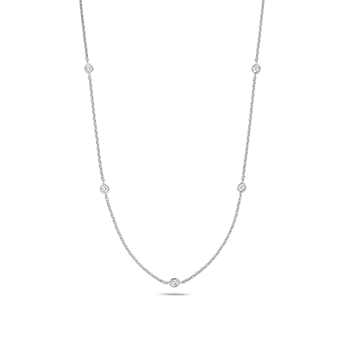 9ct White Gold Diamond Necklace 0.35ctw Real Diamonds Hallmarked 16 - 17"
