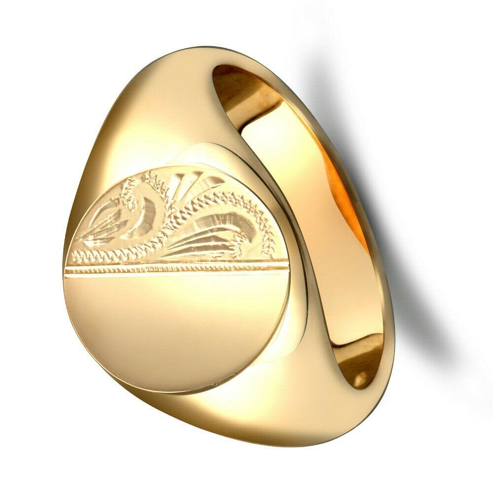 Yellow Gold Oval Signet Ring Very Heavy Weight Men's Hallmarked British Made