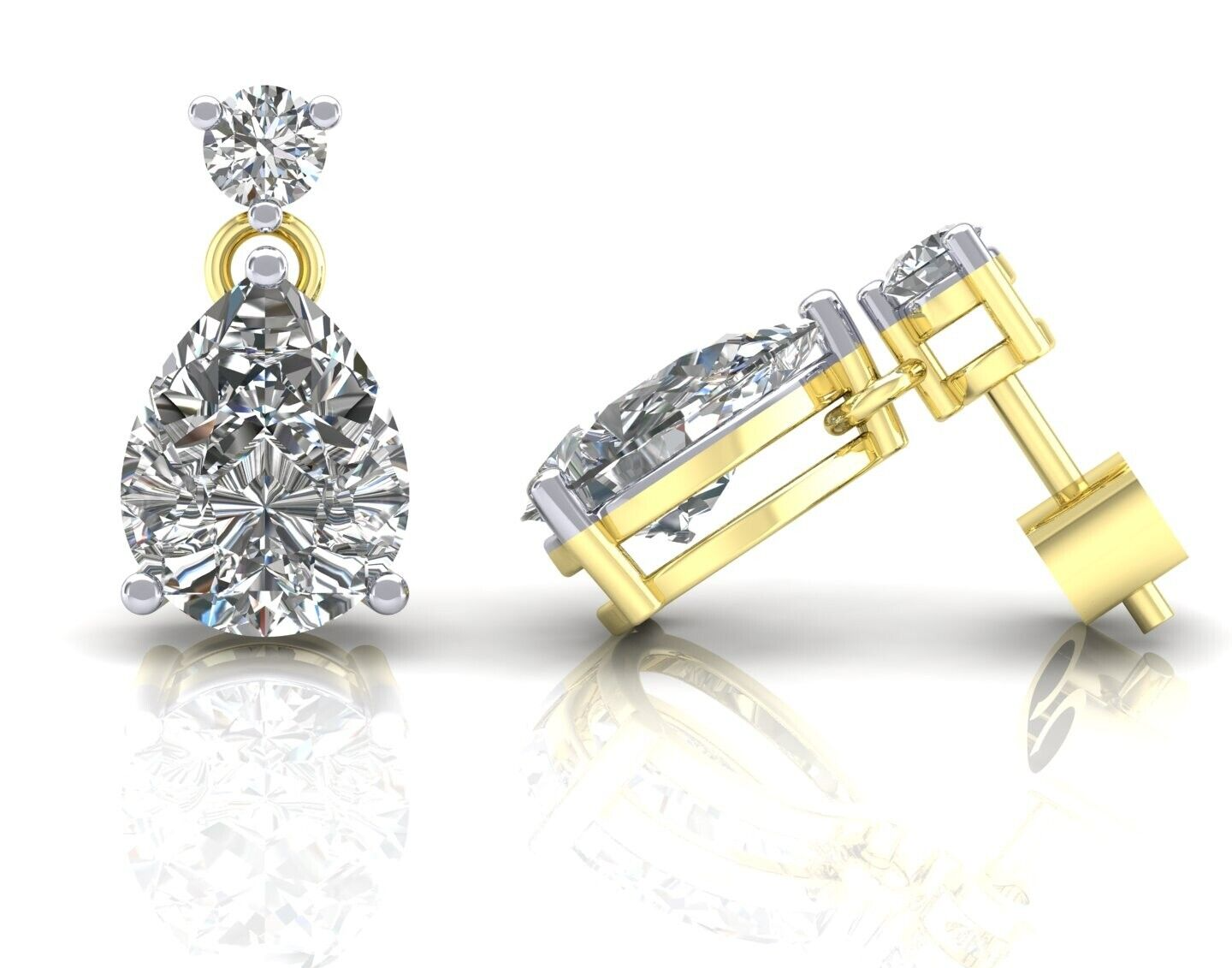 Zircon Pear Drop Earrings Solid 9ct Yellow Gold Fully Hallmarked