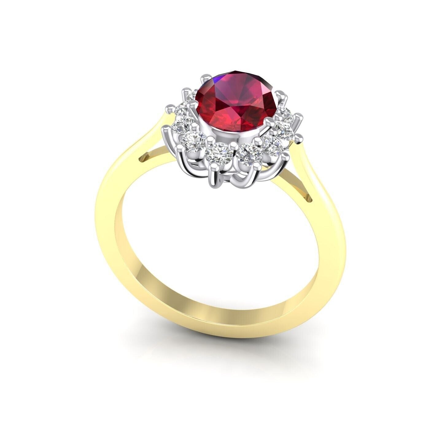 9ct Yellow Gold Oval Ruby Cluster Ring Engagement Hallmarked Sizes L - R