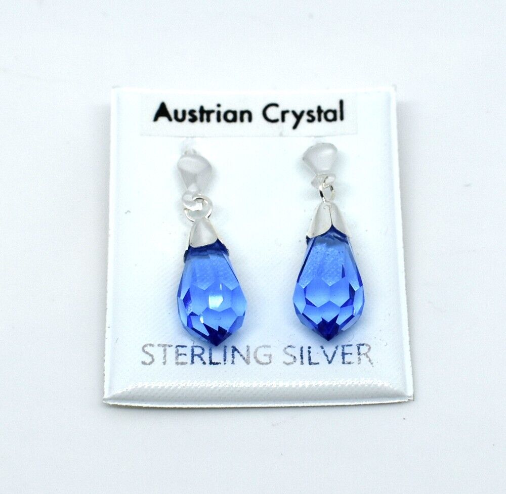 Tanzanite Crystal Drop Earrings Sterling Silver Drops
