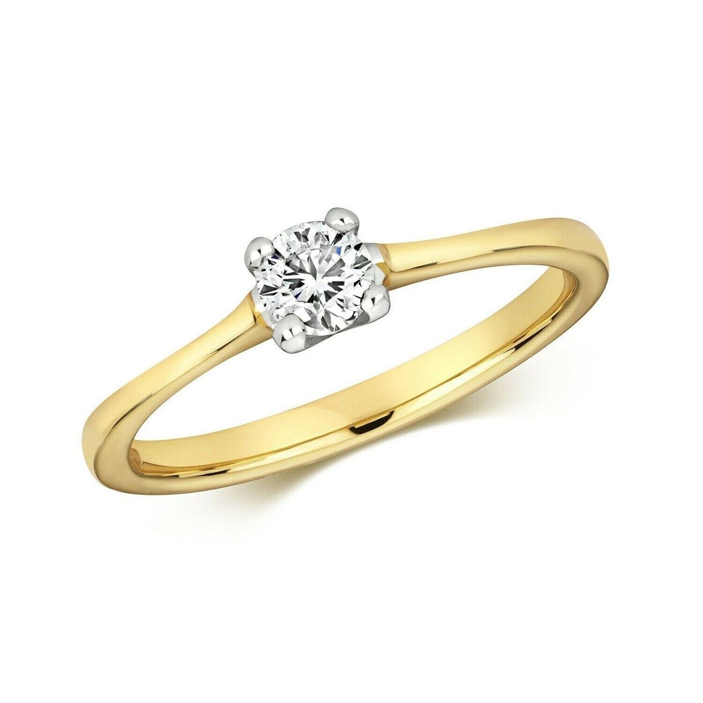 Real Diamond Solitaire Ring 9ct Yellow Gold 0.35 Carat of Diamonds