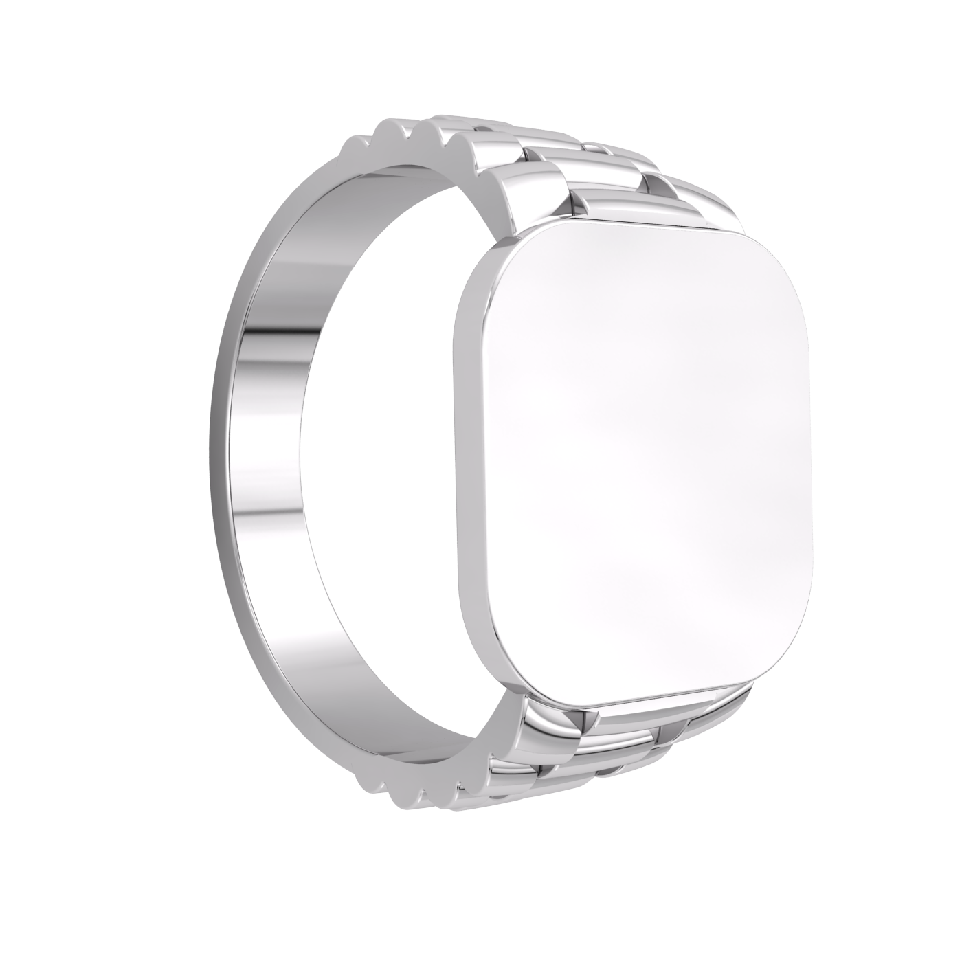 Gents Cushion Signet Watch Strap Side Ring Solid Sterling Silver 925 Hallmark