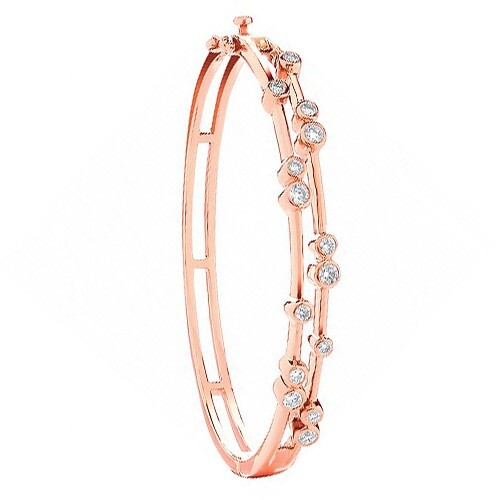 18ct Rose Gold 1.00ctw Diamond Ladies Bangle Made in London