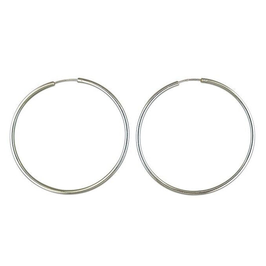 Large Hoop Earrings Top Hinged Tube Sleeper 60mm 925 Sterling Silver
