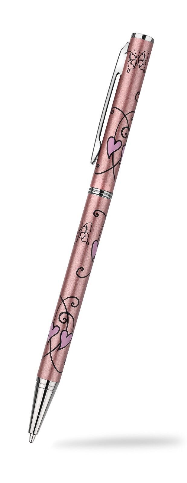 Hearts Butterfly Ballpoint Pen Silver Plated Brand New Boxed Various Colours