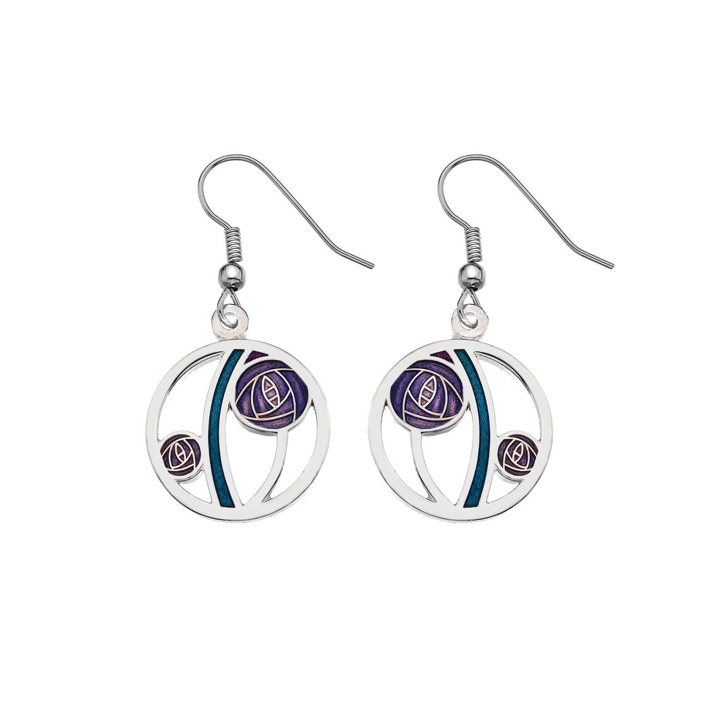 Mackintosh Rose Earrings Drop Drops Silver Plated Branded Packaging