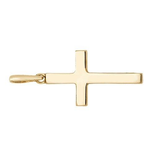Solid Yellow Gold Cross Pendant 24 x 13mm Religious Christianity Christening