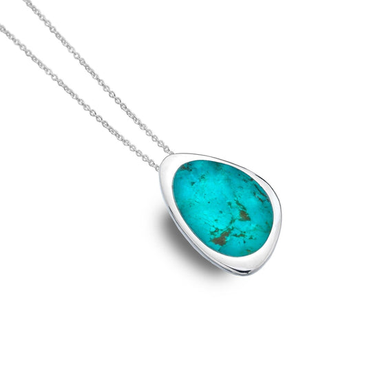 Turquoise Pendant Solid Silver 925 Hallmarked Real Stone All Chain Lengths