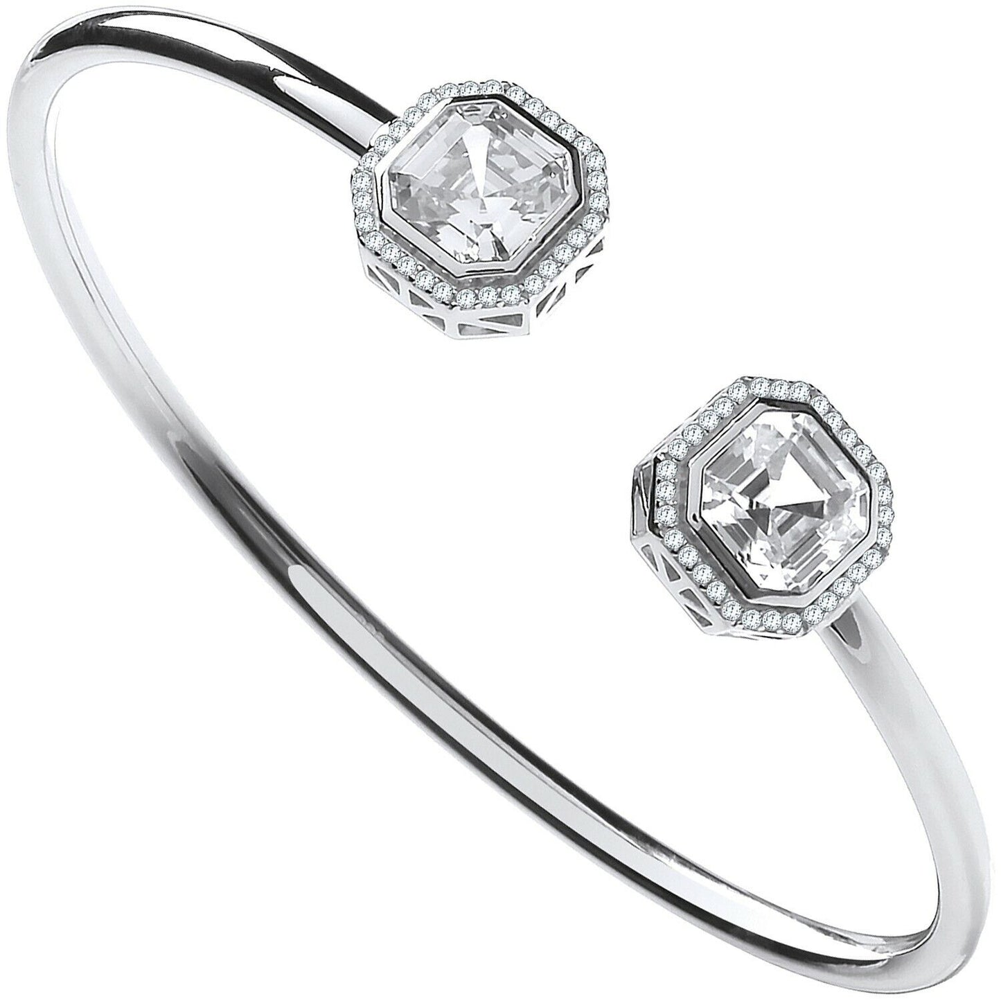 Octagon Gemstone Torque Bangle Hallmark British Made Gift Boxed
