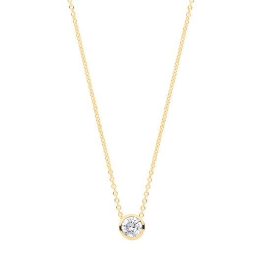 18ct Yellow Gold 0.25ctw G-SI Rubover Diamond Necklace (18in/45cm) Chain