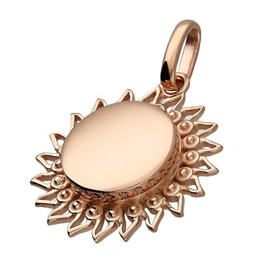 Sterling Silver Locket 18ct Rose Gold Plated Secret Round Sun Design 18" Chain