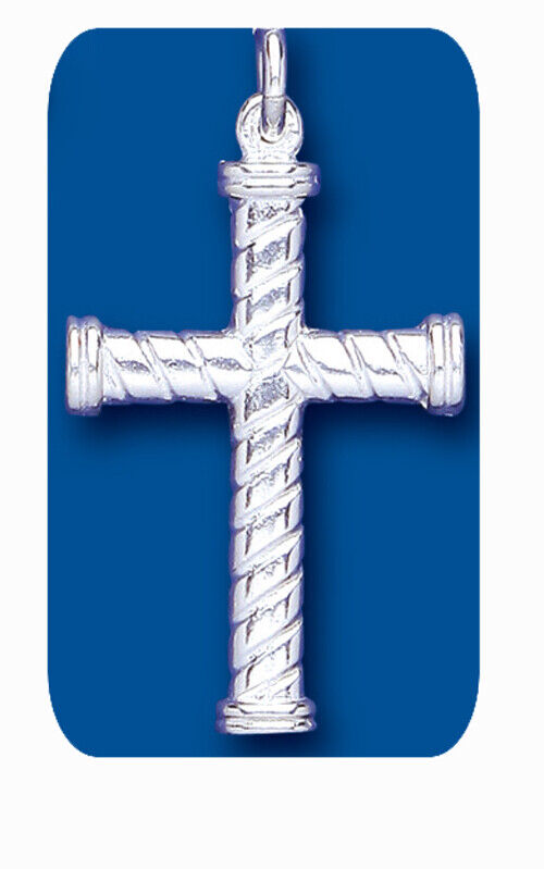 Solid Silver Rope Design Cross Pendant 925 Hallmark 30 x 25mm