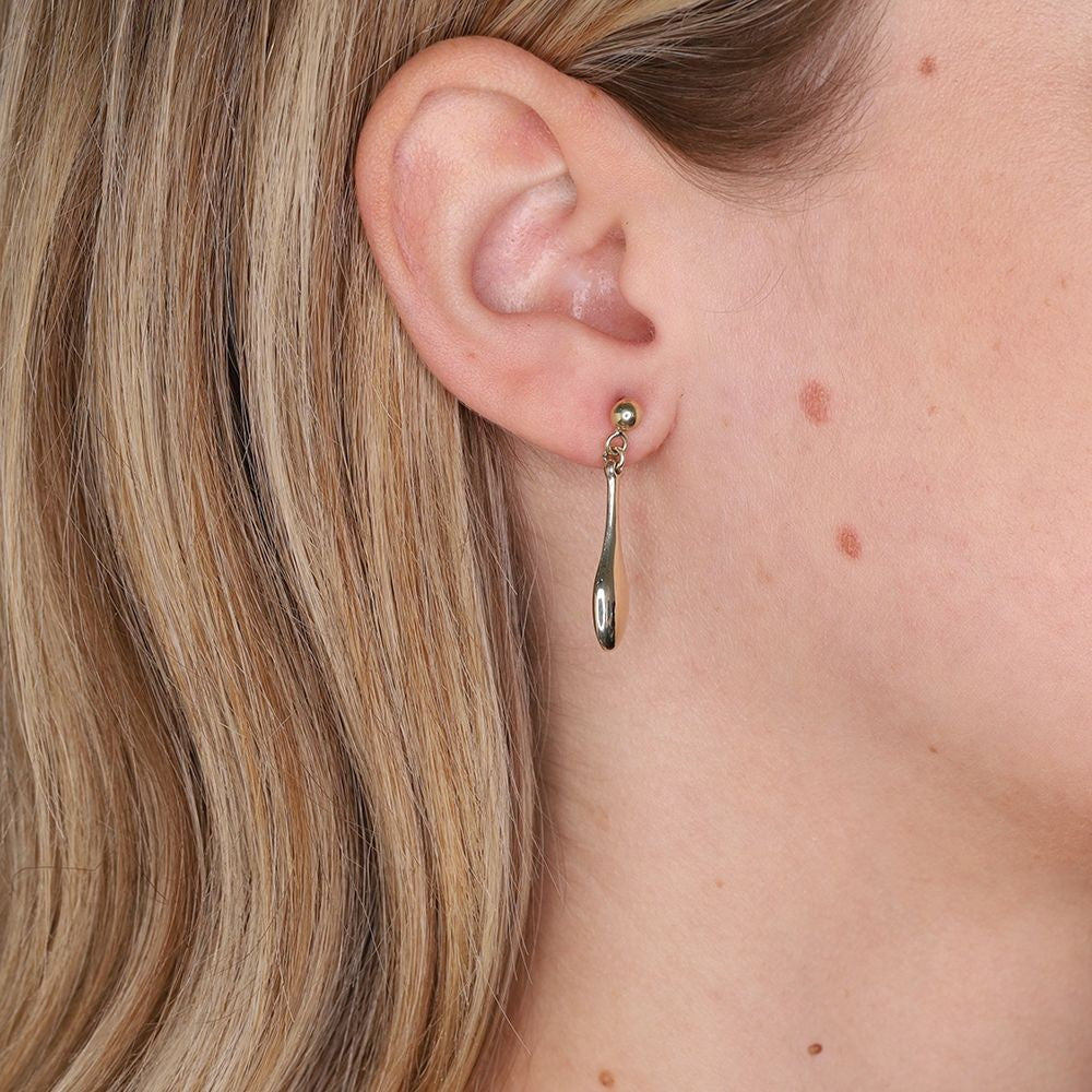Yellow Gold Drop Earrings Classic Drops 31mm Hallmarked