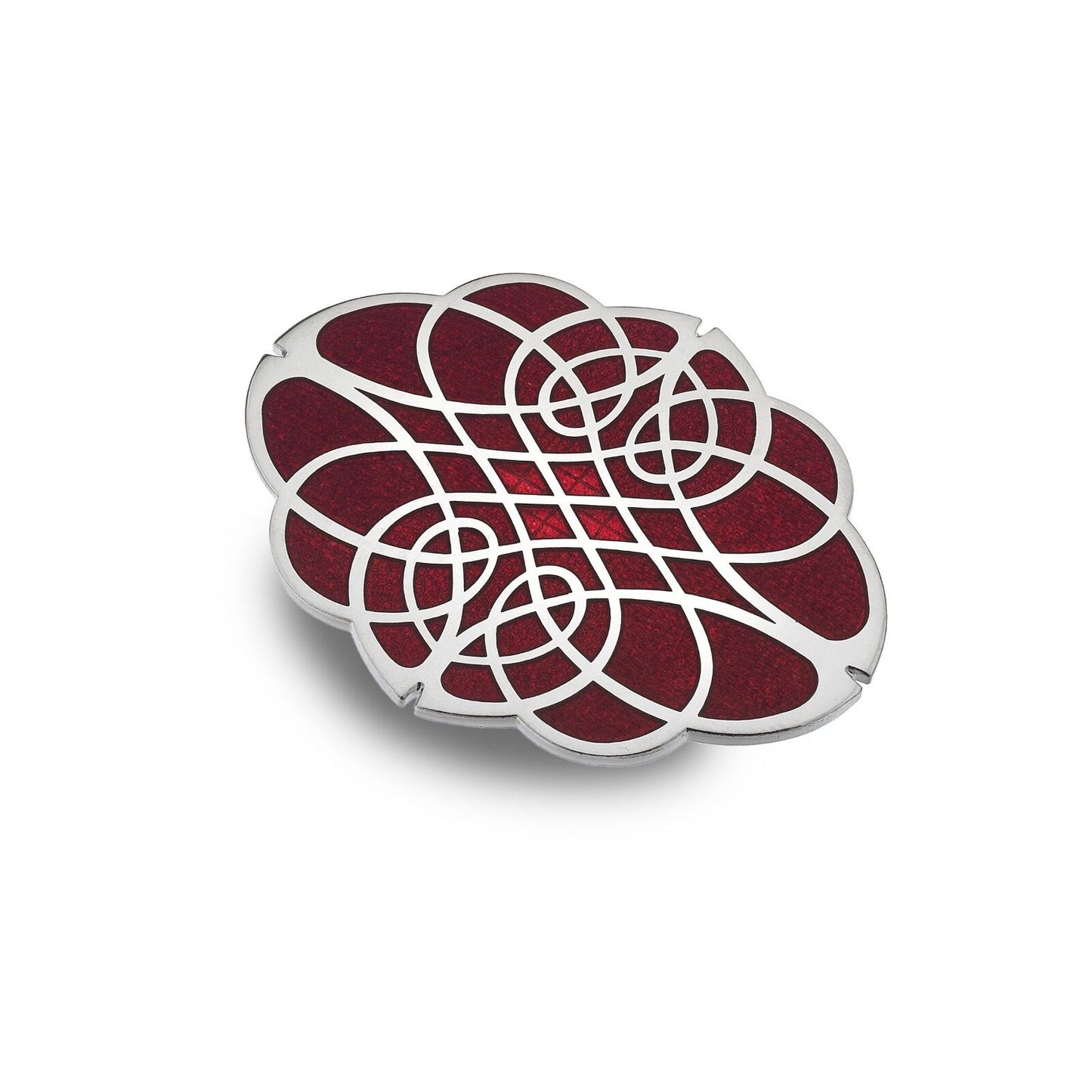 Celtic Oval Knot Brooch Red Silver Plated Brand New Gift Packaging