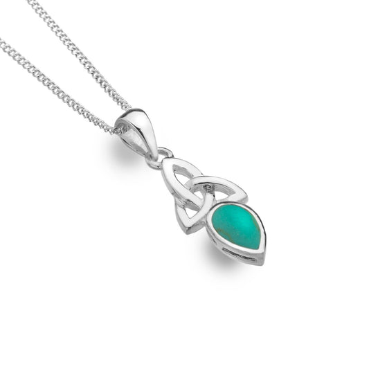 Turquoise Pendant Celtic Trinity Sterling Silver 925 Hallmark All Chain Lengths