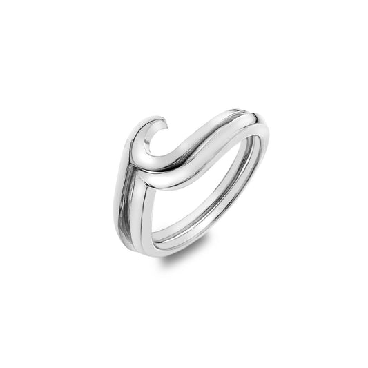 Solid Silver Wave Ring Stacking Rings Sterling 925 Stamped Size J - Q
