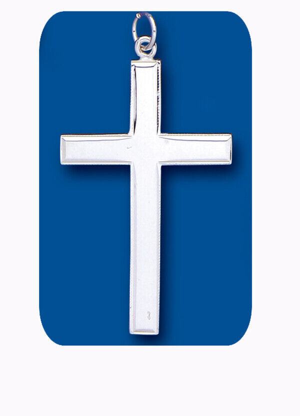 Sterling Silver Millgrain Edged Cross Pendant 925 Hallmark 27 x 43mm